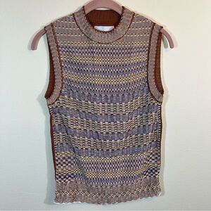 ✨ Base Mark Women’s Brown Purple Knit Tank Top Small Japan